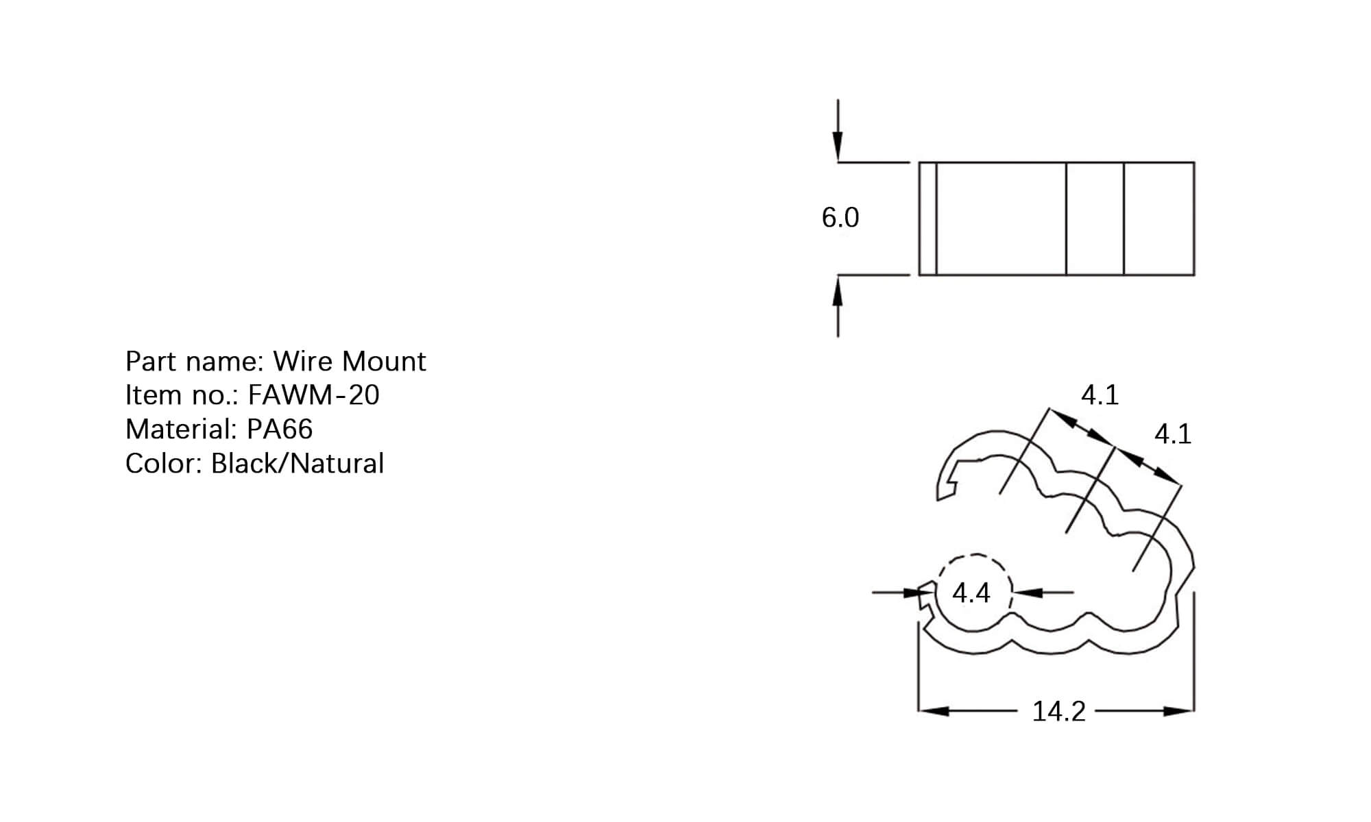 Plastic Wire Mount FAWM-20C